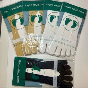 Toe Socks in Black, White, and Gold